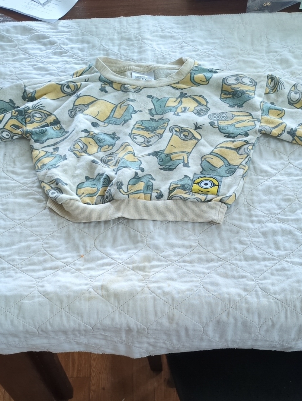 Kids Minions Print Crewneck Sweatshirt - Yellow & Cream